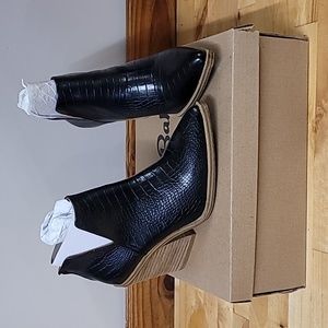 Barn Babe Black Croc Booties
